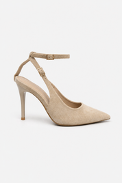 Khakifarbene Stilettos mit dünnem Absatz