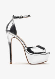Silver sandale s visokom petom