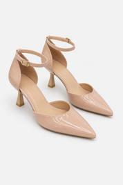 Beige Sandalen mit dünnem Absatz