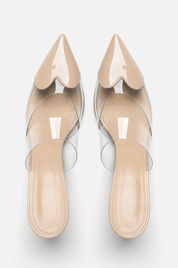 Beige High Heels mit dünnem Absatz