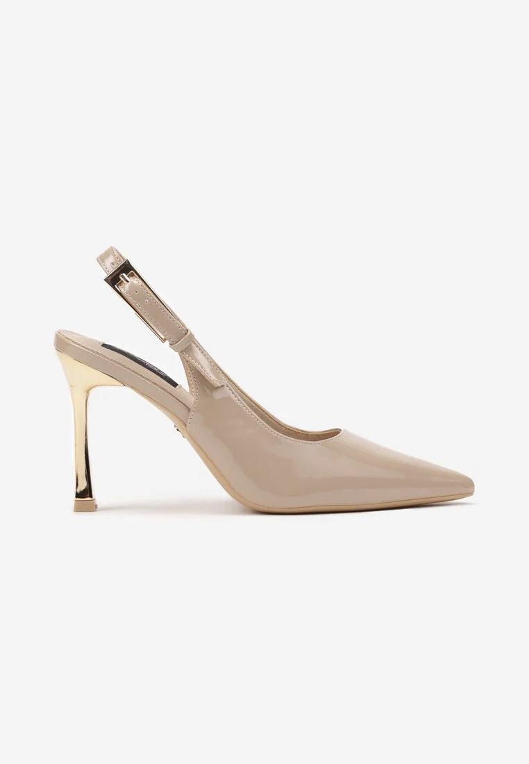 Beige High Heels mit dünnem Absatz
