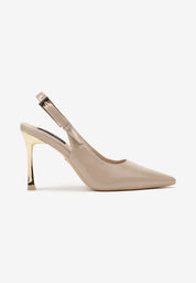 Beige High Heels mit dünnem Absatz
