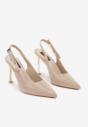 Beige High Heels mit dünnem Absatz