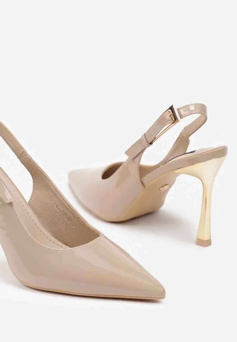 Beige High Heels mit dünnem Absatz