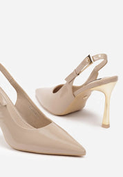 Beige High Heels mit dünnem Absatz