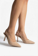Beige High Heels mit dünnem Absatz