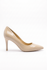 Beige Pumps mit dünnem Absatz