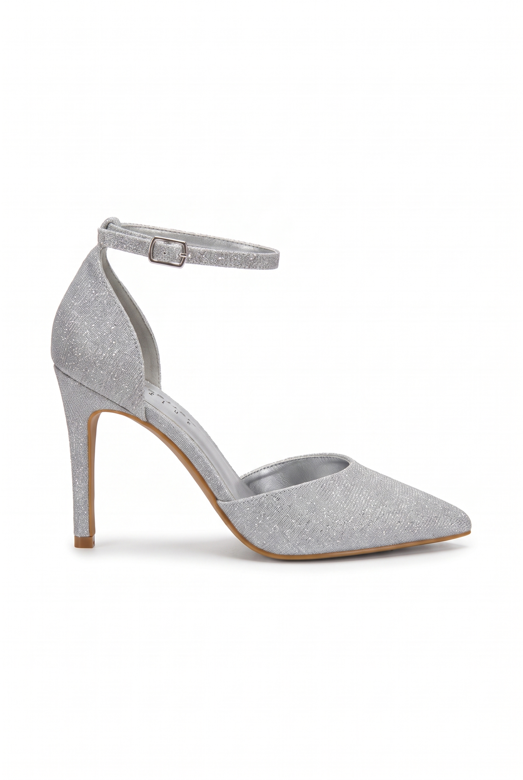 Silberne Stilettos mit dünnem Absatz