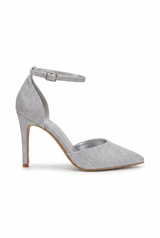 Silberne Stilettos mit dünnem Absatz