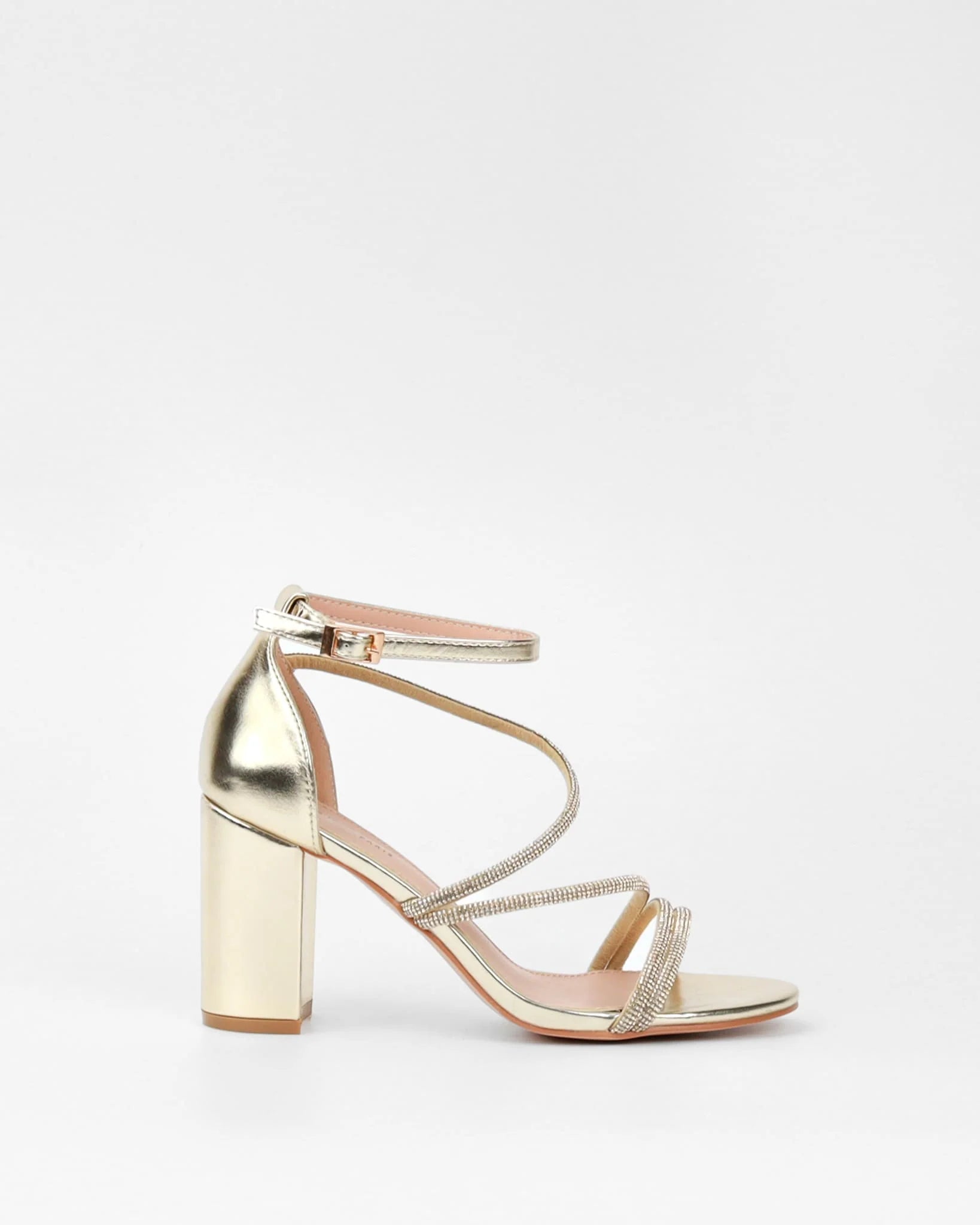 Goldene Blockabsatz-Sandalen