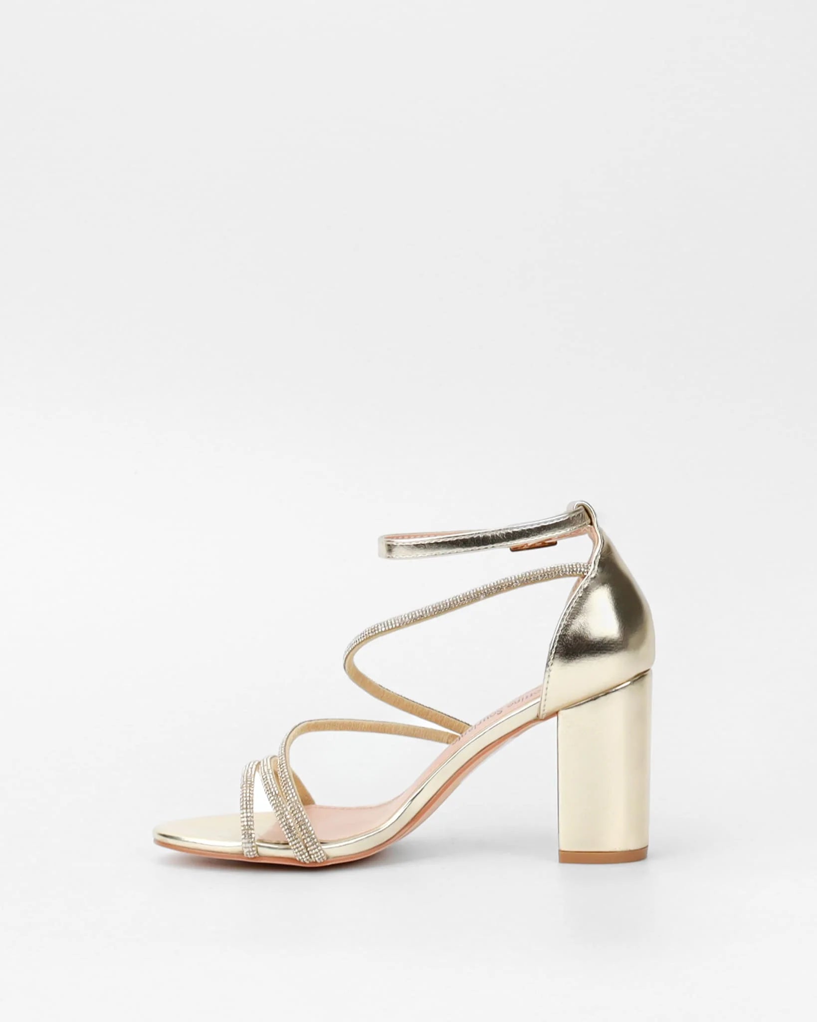 Goldene Blockabsatz-Sandalen