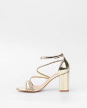 Goldene Blockabsatz-Sandalen