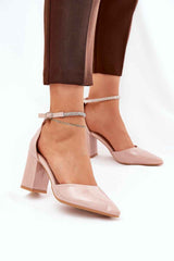 Beige Pumps mit Blockabsatz
