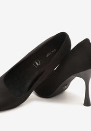 Schwarze Pumps aus Veloursleder mit Stilettoabsatz